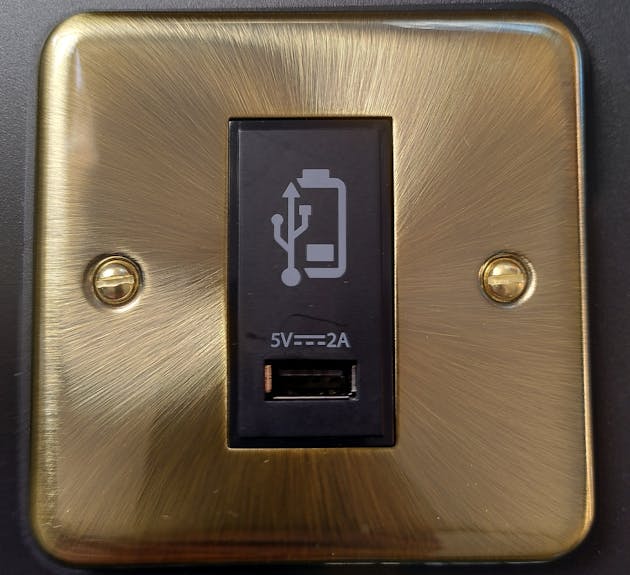 Matt gold USB socket by Click Scolmore