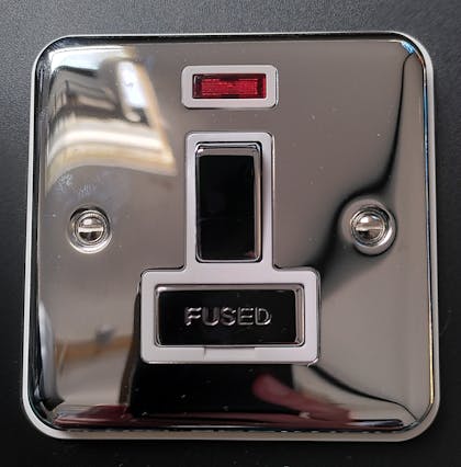 Polished silver fused switch (for high-powered appliances) by Click Scolmore