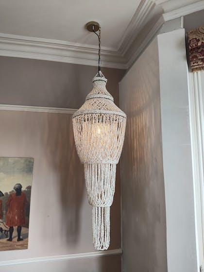 Shell chandelier light fitting, Brighton. June 2024.