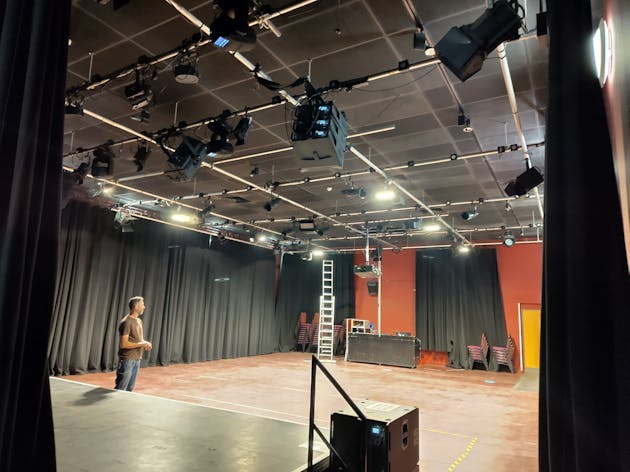 High bay LED lights installed in Ropetackle arts centre Shoreham Nov 2025